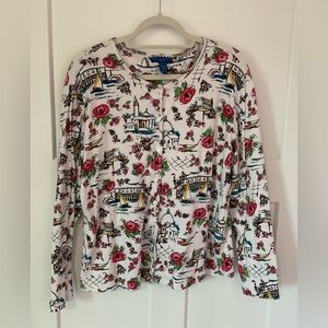Karen Scott Button Down Venice Sweater Great Condition Size Large 100% Cotton
